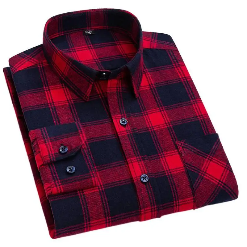 

W2EJOURNEY EU US Размер Высочайшее качество 100% хлопок Матовая клетчатая рубашка с длинным рукавом Мужская весенне-осенняя повседневная фланелевая рубашка больших размеров