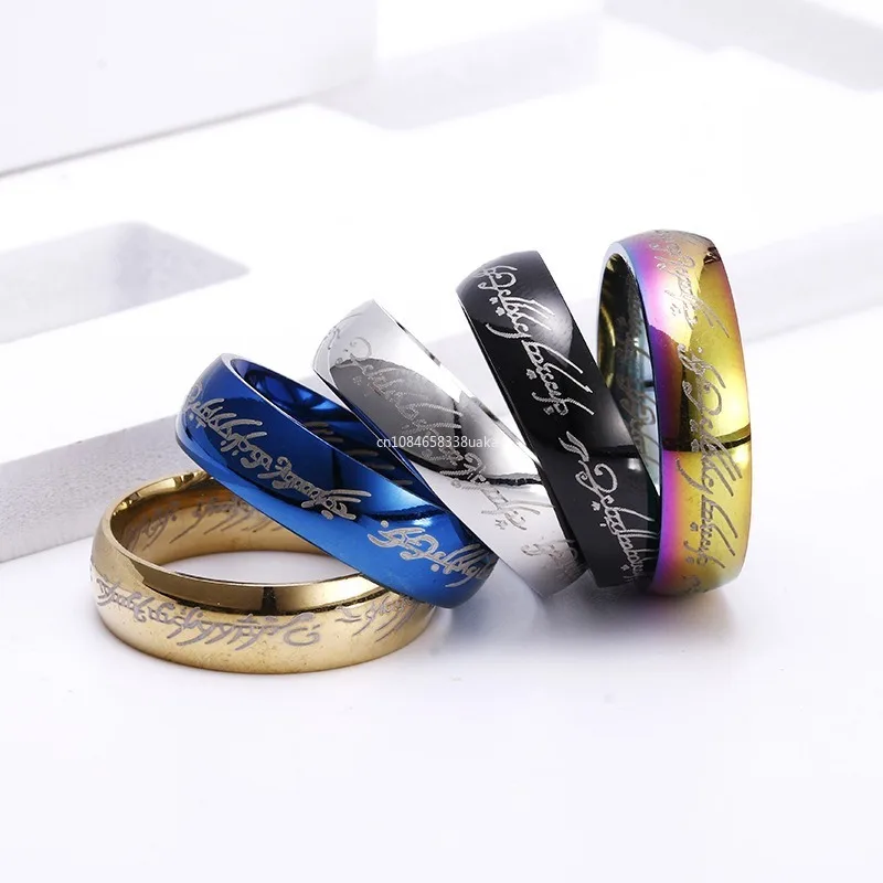 2024 New Stainless Steel Ring of Power 3D Carved Engraving The Lord Ring for Men Master Ring Jewelry Gifts Anillos Mujer 1 Pcs