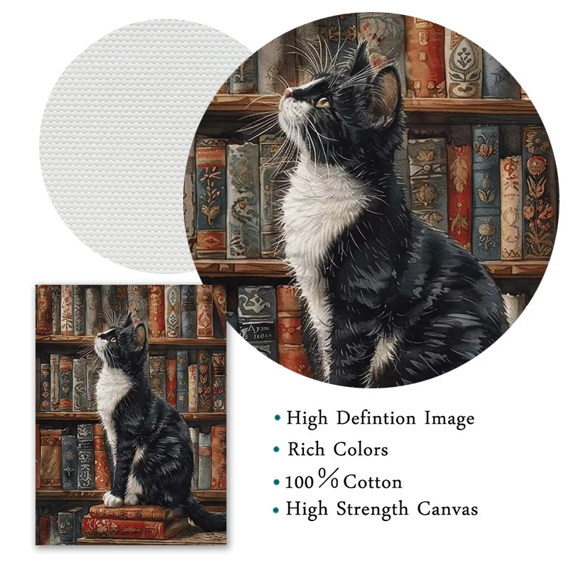 Modern Classics Library City Bookstore Cat Cafe Posters Prints Canvas Painting Wall Art Picture Living Room Home Decor