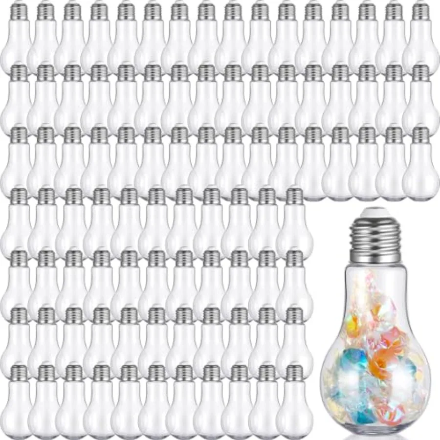 

108 Pieces Plastic Fillable Light Bulb Ornaments Clear Empty Lightbulb Containers Small Candy Bottles Drink Cups Decorative Jar