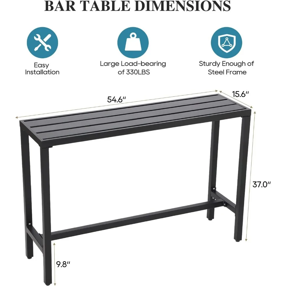 Bartafel voor buiten, pubhoogtetisch met terrasconsole en gepoedercoat stalen frame, weerbestendig waterdicht blad voor bubbelbad,