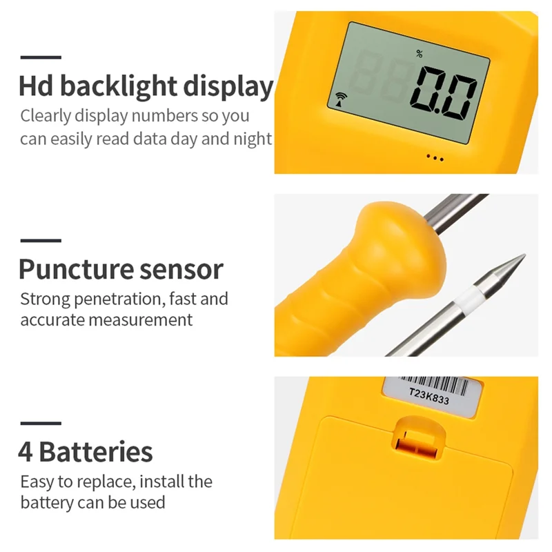 

A96I-MS300H Portable Hay Moisture Meter With Probe For Hay Bale,Cereal Straw,Forage Grass,Leymus Chinensis Humidity Tester