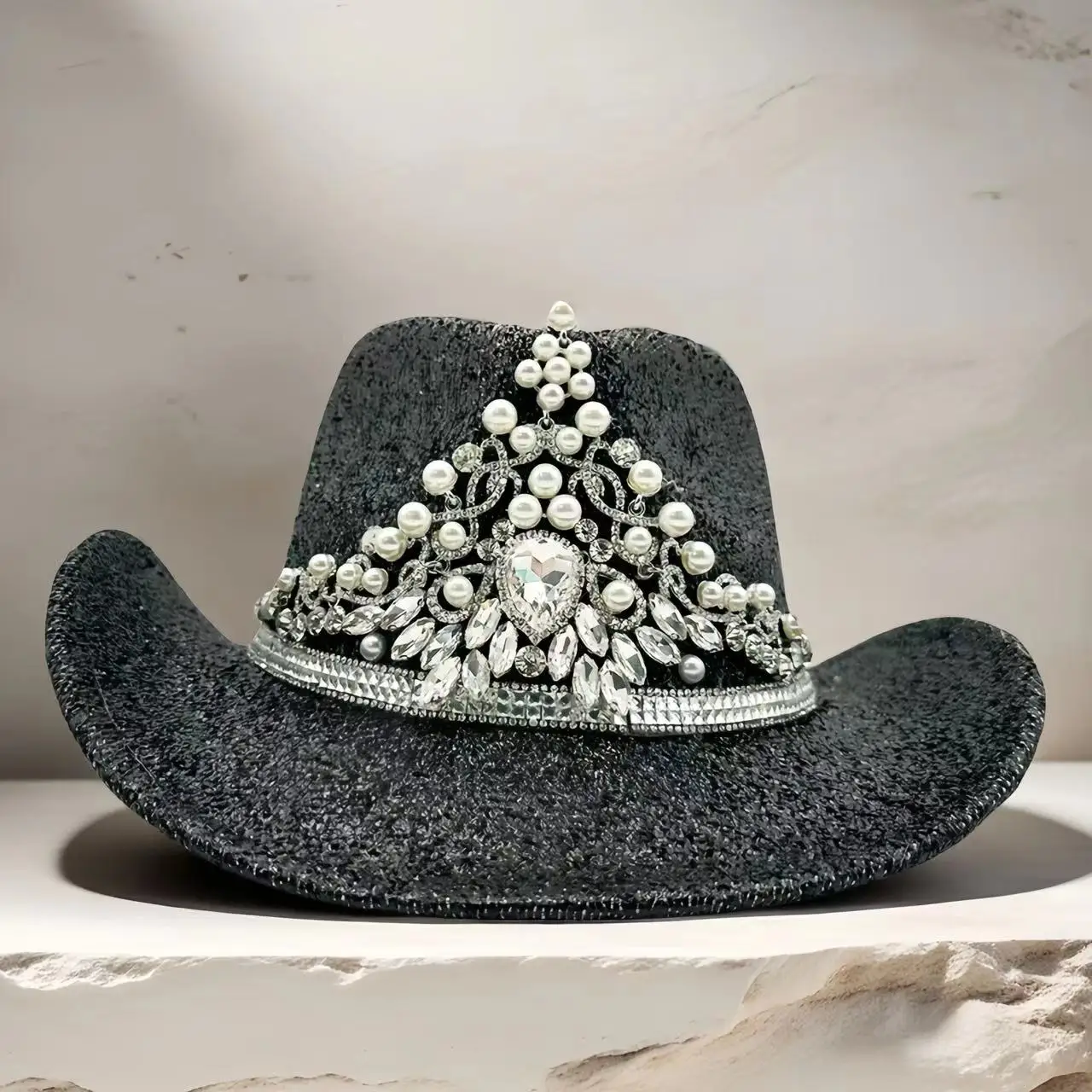 

Ковбойская шляпа HongLuan Western Black Luxury с стразами для женщин, для костюма ковбойки, женские ковбойские шляпы и аксессуары для мужчин