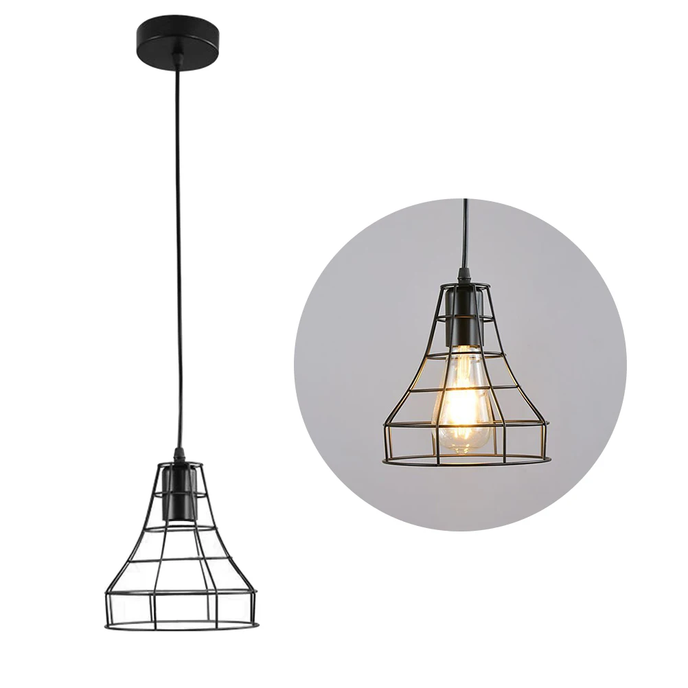 

Wrought Iron Pendant Light Black Kitchen Chandelier Single Head Vintage Loft Metal Ceiling Lamp Restaurant Home Decor