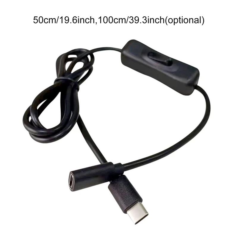 Câble d'interrupteur d'alimentation pour 4 câbles d'extension USB C mâle à femelle Type C avec interrupteur marche/arrêt