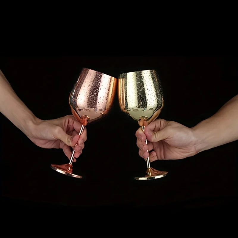 1pc 500ml Stainless Steel Wine Glass Champagne Whiskey Glass Creative Metal Goblet Wine Cup for Home Barrel Type Drop-Resistant