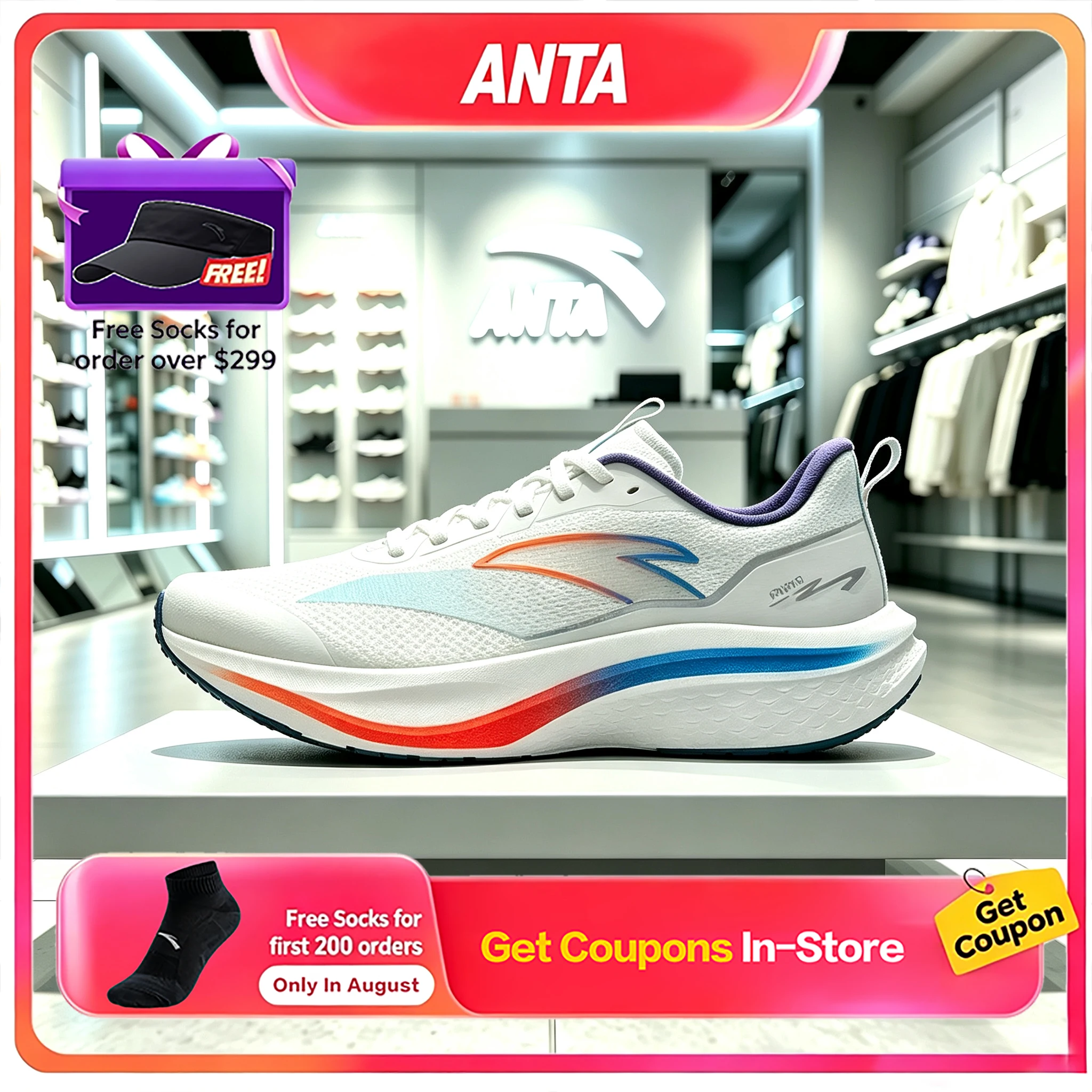 ANTA Mahe 6 SE Men Professional Racing Training Running Shoes Wear Resistant Sneakers For Middle School Exam Physical Test