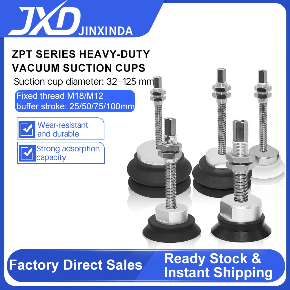 JXD Heavy-Duty Industrial Top-Air-Inlet Vacuum Suction Cup ZPT32/63/100H-J25/50-A18 High-Strength Suction Cup Buffer Fitting Set