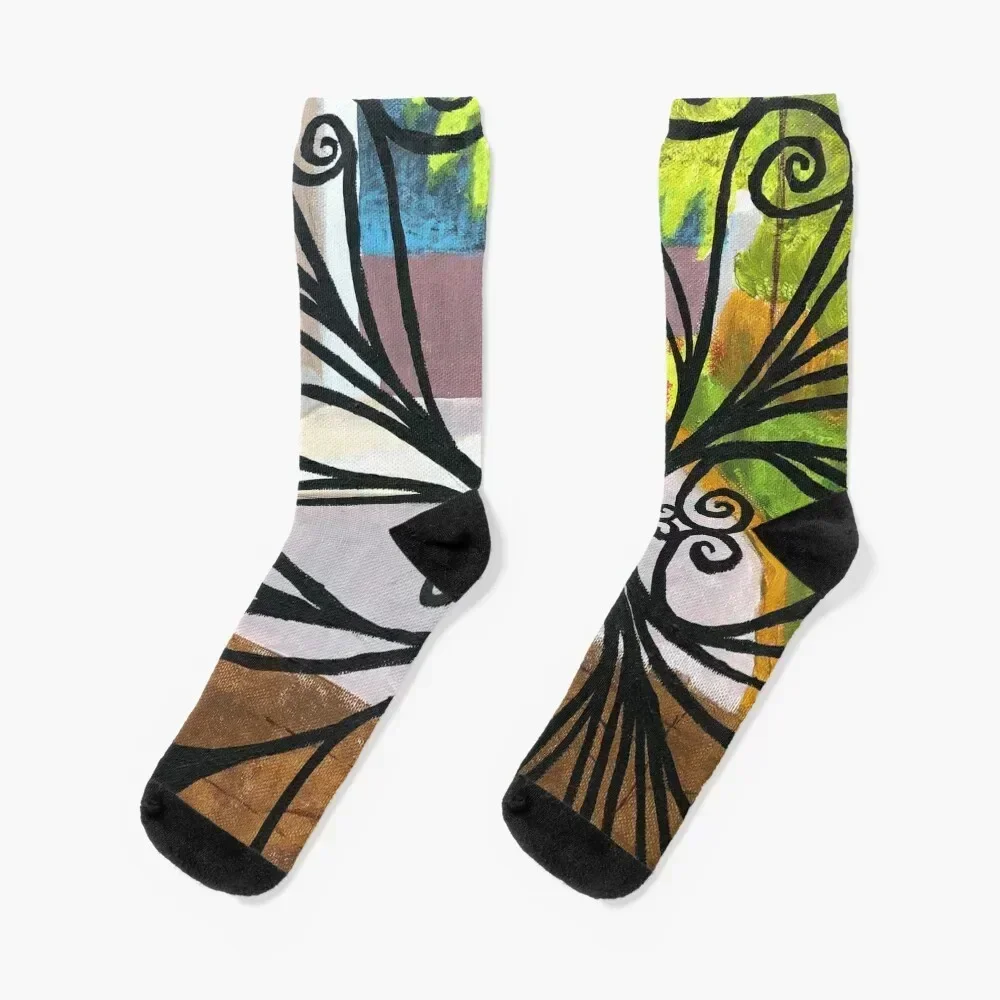 Charleston Iron Gate Painting Socks Hiking boots new year Stockings compression Thermal man winter Boy Child Socks Women's