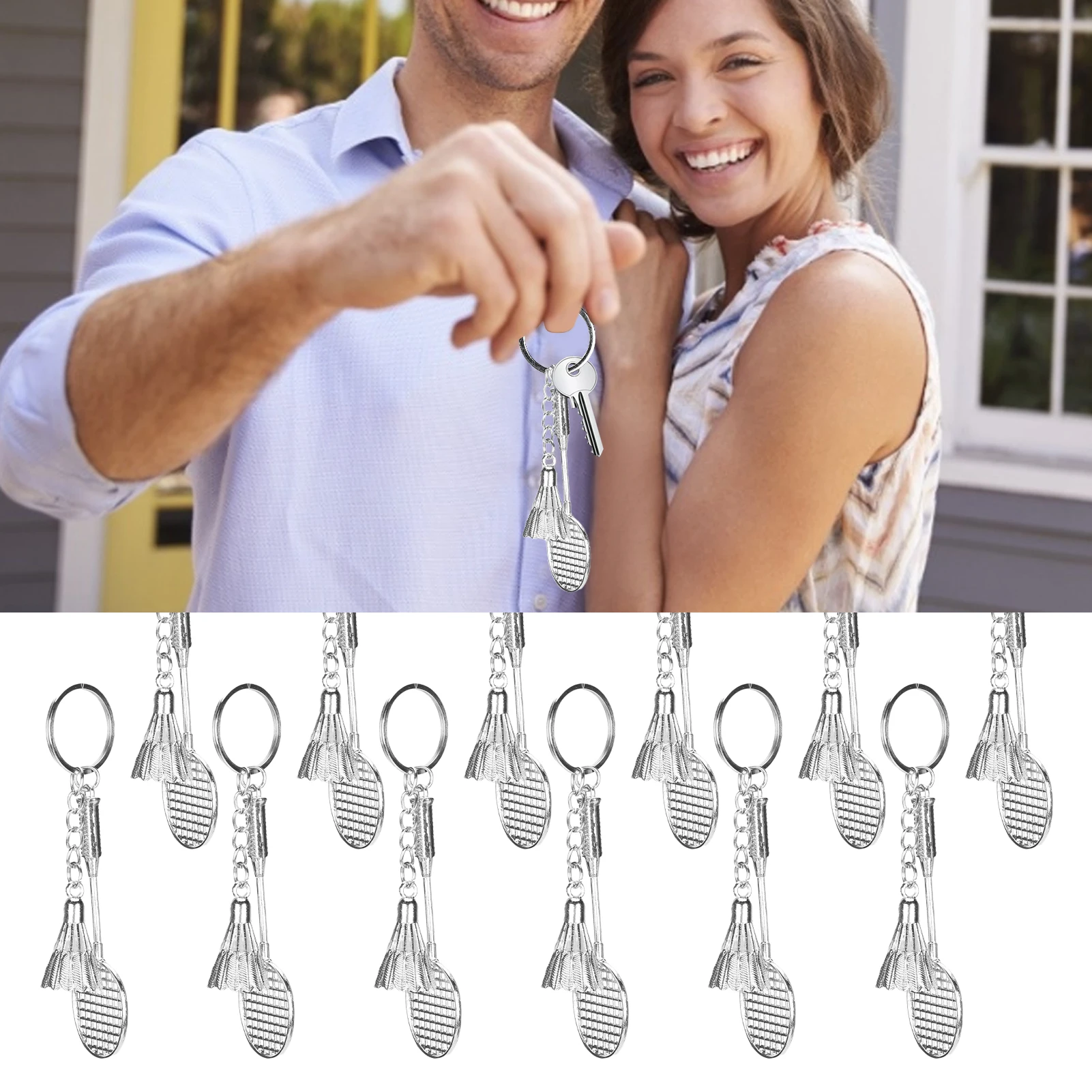 Mini Metal Sports Keychain Cute Badminton Racket Fashionable Keyrings for Ball Lovers Badminton Keychain Keyring for Bags