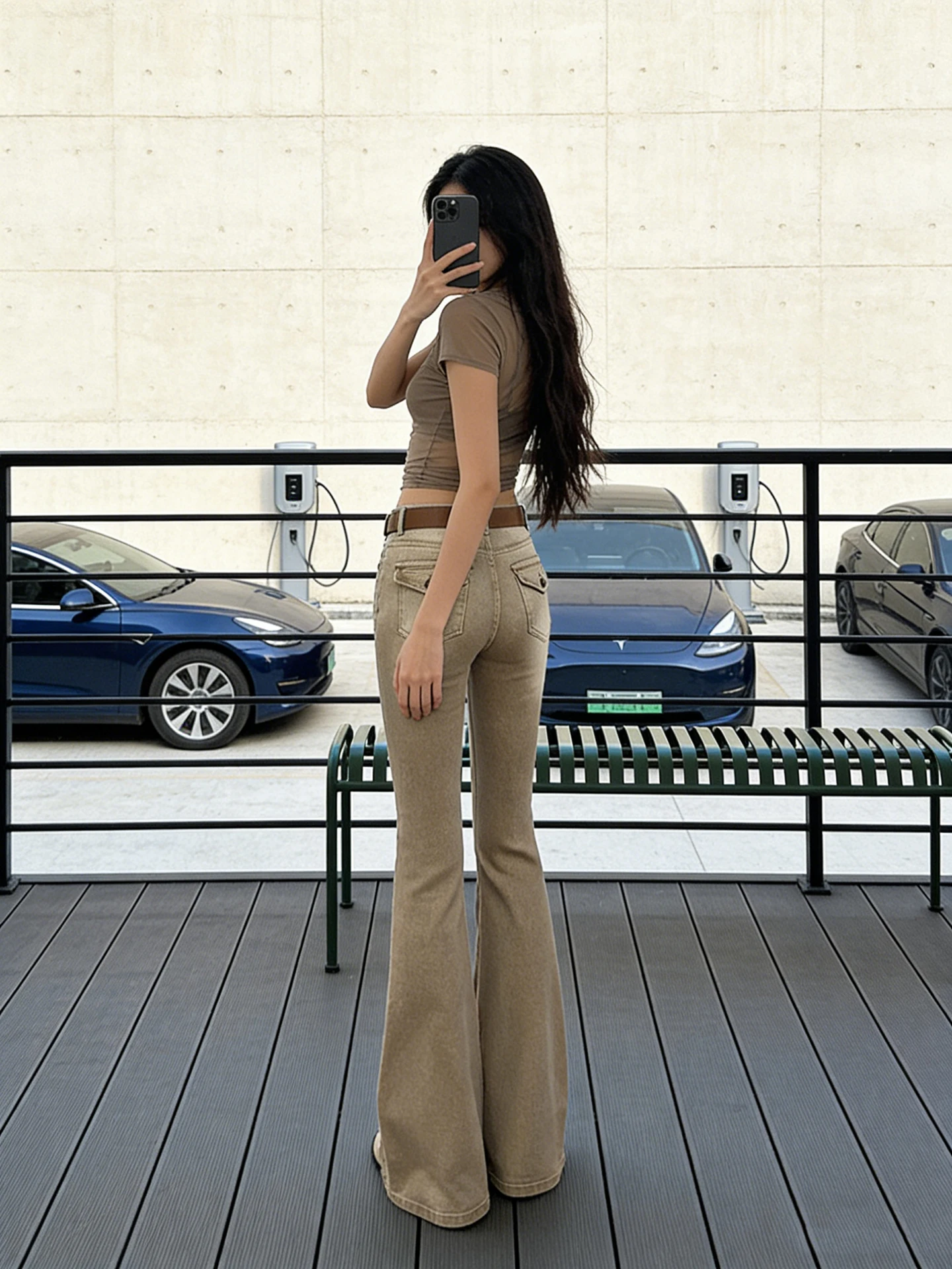 Retro Washed Bell Bottom Denim Jeans Women's Slimming High Waist Micro Flared Summer New Style American Hot Girl Jeans