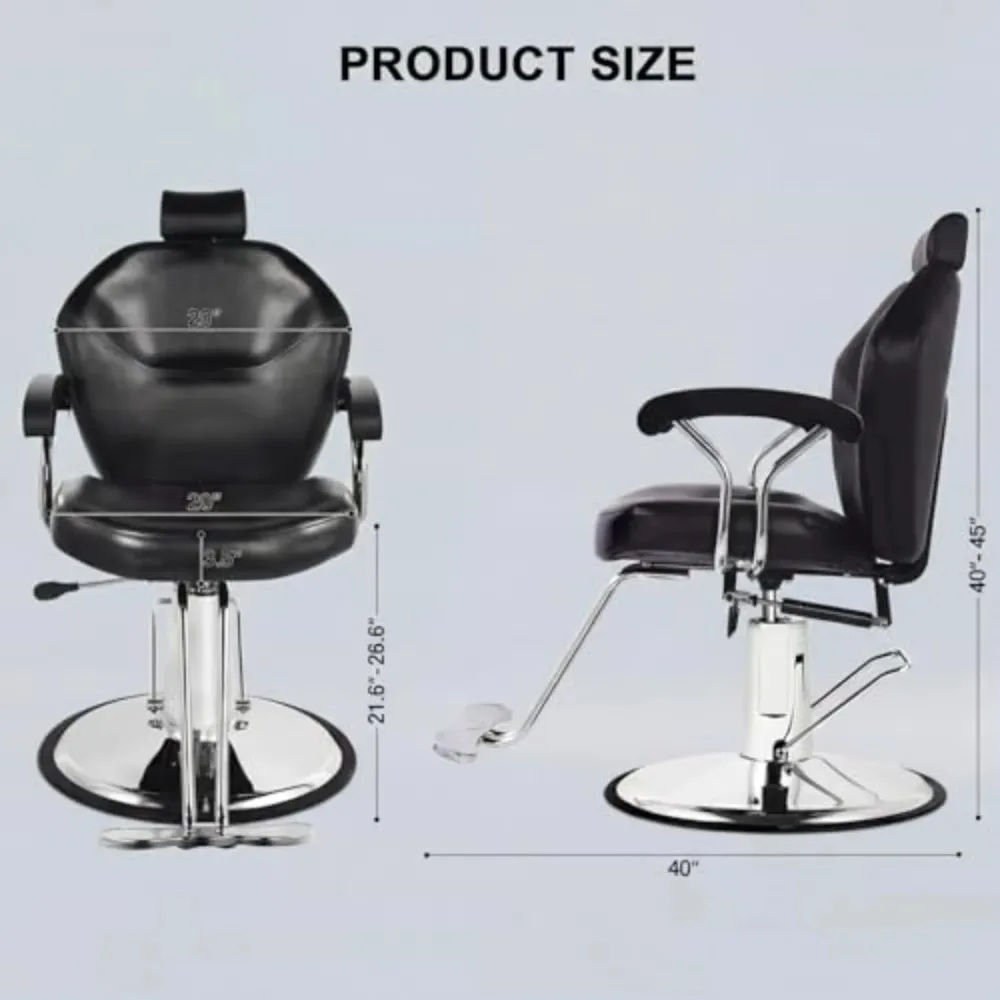 Professional Barber Chair, Hydraulic Reclining Salon Chair | Heavy Duty Hydraulic Pump, Multi-functional, 360° Swivel