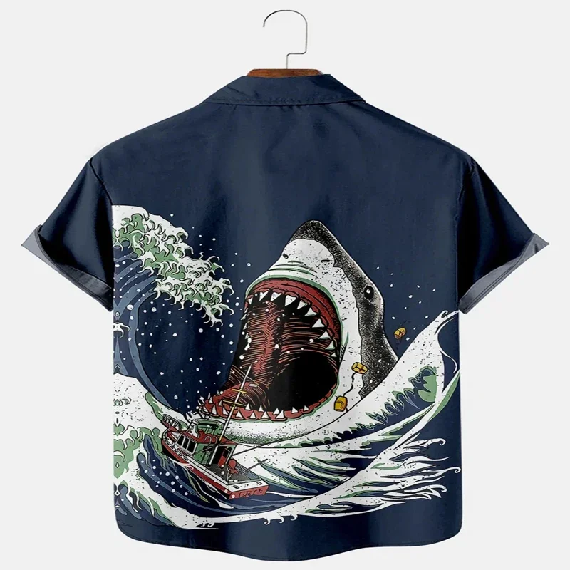 Deep Sea White Shark Short Sleeve Shirt 3D All Over Printed Hawaiian Shirt for Men and Women Casual Shirt Unisex