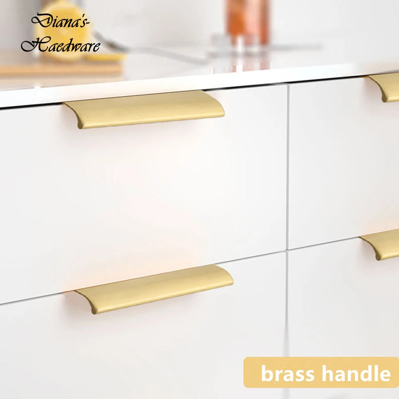 2m Long Modern Simple Gold Luxury Through-top Edge Handle Brass Invisible Handle Cabinet Door Drawer Kitchen Drawer Handles