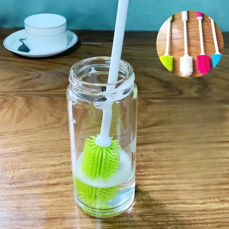 1pc Long Handle Cleaning Brush , Non-Slip Grip for Narrow Bottles,Durable Plastic Brush for Hard-to-Reach Areas，Bottle cleaner