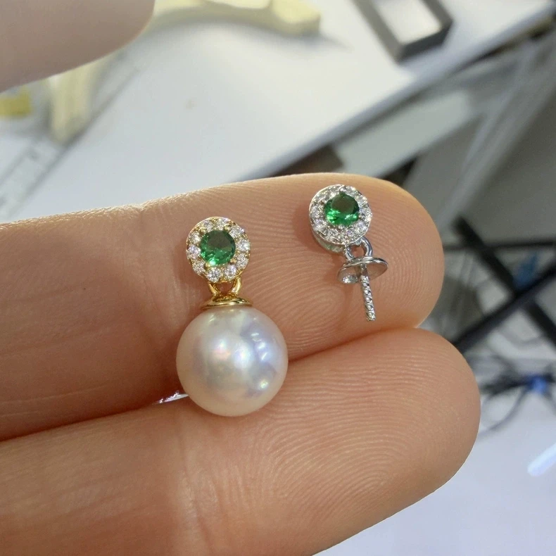 

Wholesale 925 Sterling Silver Pendant Mounts Base Findings Settings Mountings Jewelry Fittings for 7-12mm Pearls 3pcs/lot