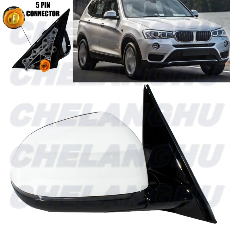 

For BMW X3 F25 2014 2015 2016 2017 Right Side 5 Pins White Painted Heated Power Adjust Memory Power Fold Mirror Assembly