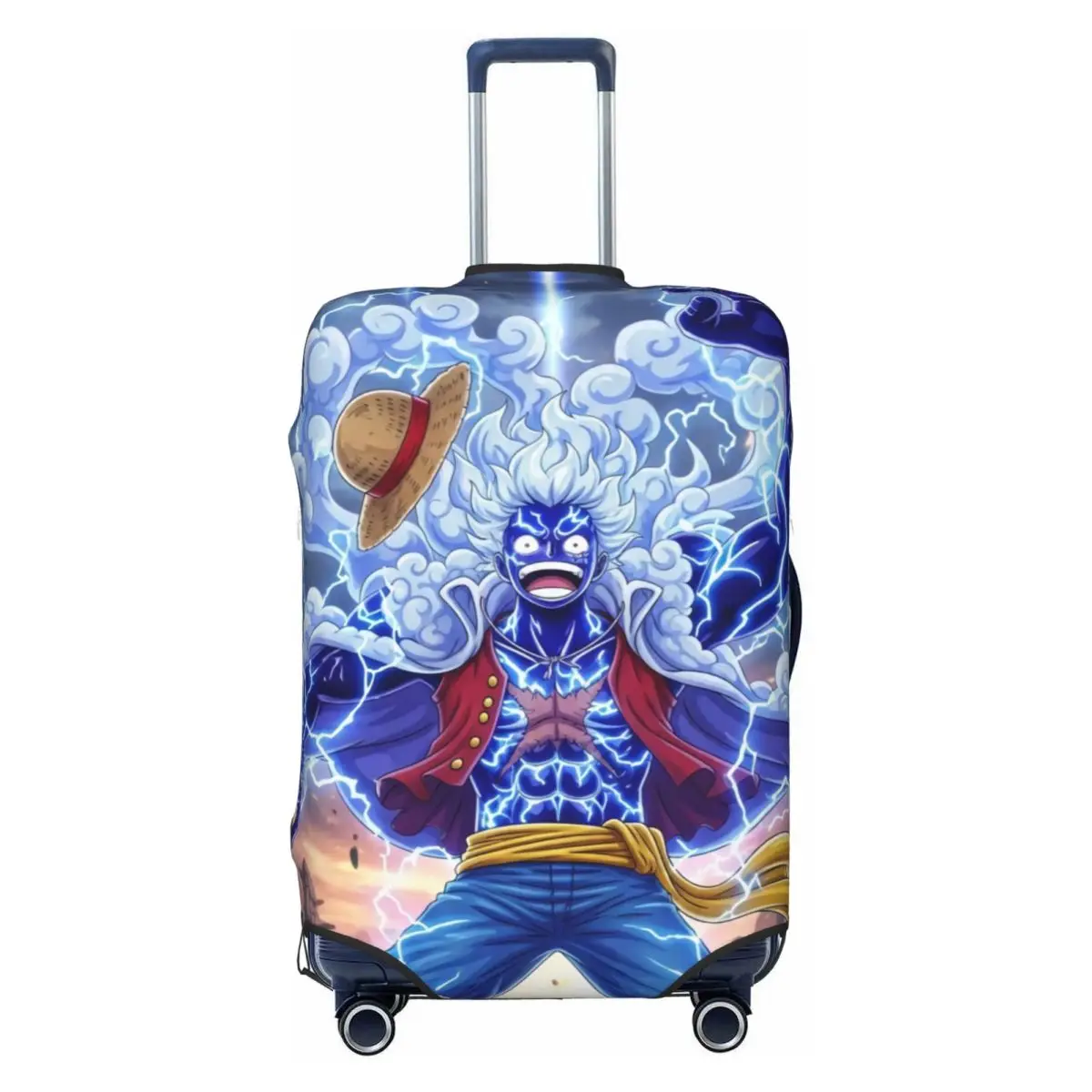 Benutzerdefinierter One Piece Anime Monkey Luffy Gepäcküberzug, elastische Reisekoffer-Schutzhüllen, passend für 18-32 Zoll