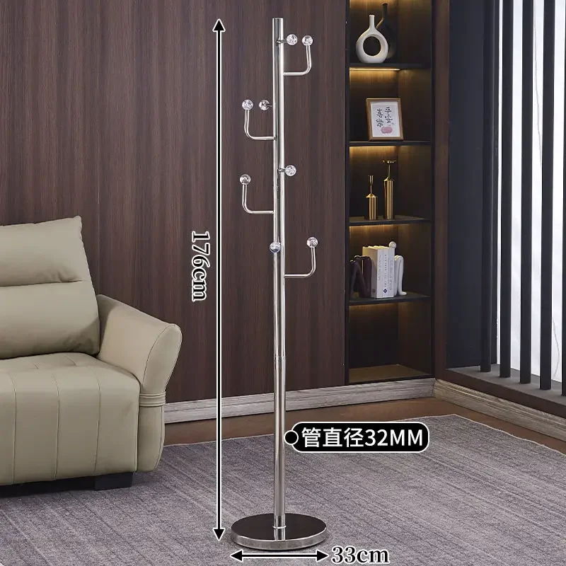 

Living Room Coat Rack Stainless Steel Floor Household Bag Racks Light Luxury Thickened Vertical Bedroom Simple Marble Base Shelf