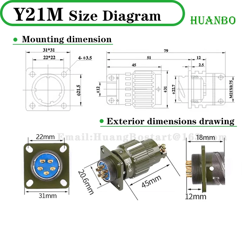 Y2M Y21M serie connessione rapida cavo aeronautico connettore industriale presa maschio e femmina 2 3 4 5 7 10 14 16 pin