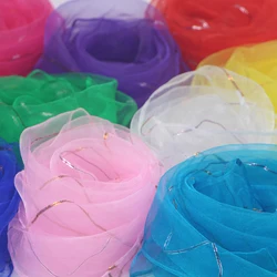 60*60cm Bright Silk Solid Color Silk Scarf Women'S Sunscreen Thin Hijabs Neckerchief Organza Neck Shawls For Dancing Performance