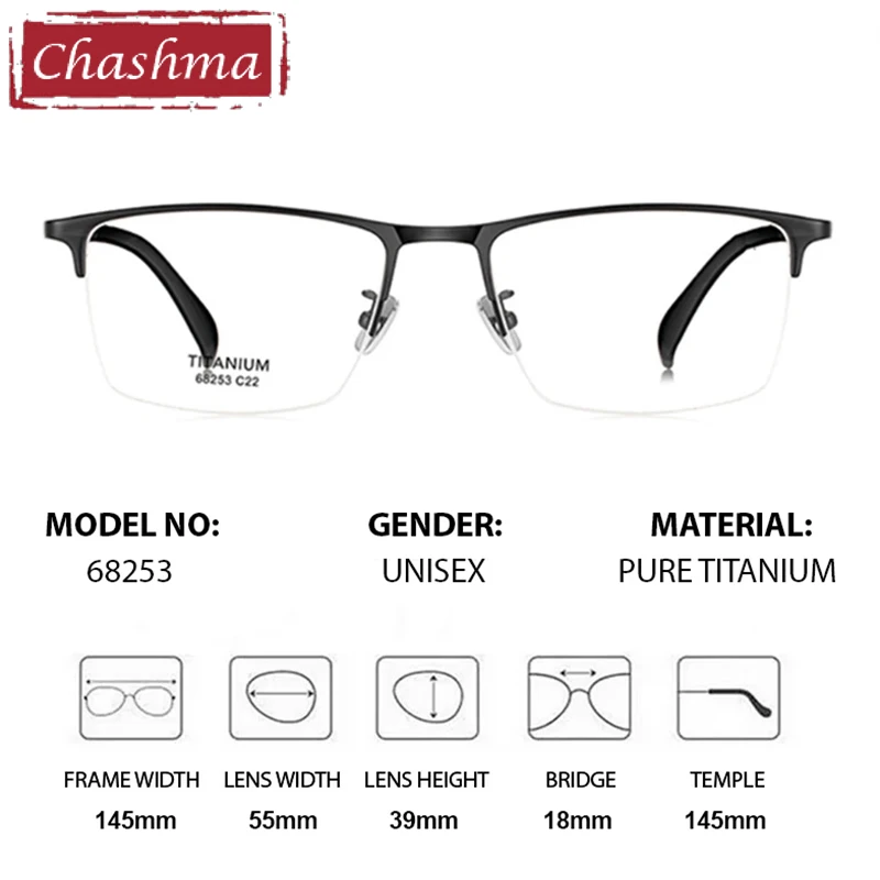 Chashma Prescription Glasses Men Pure Titanium Multifocal Anti Blue Block Myopia Eyeglasses Frames Gentlemen Optical Spectacles