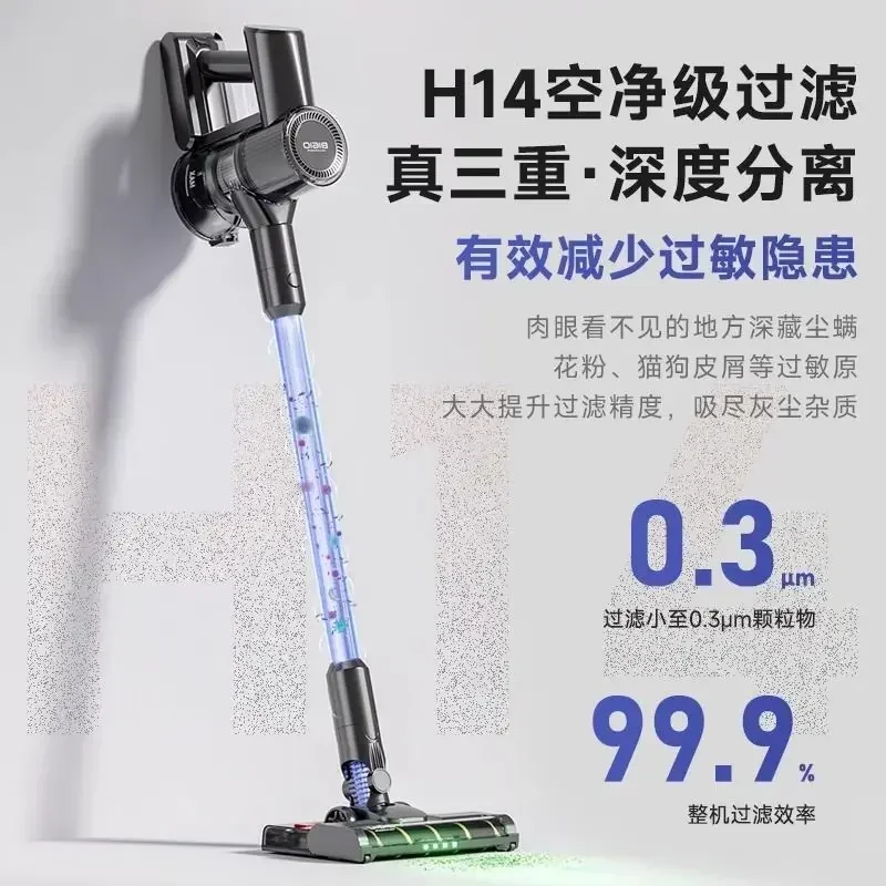 

Household wireless green light vacuum cleaner with strong suction power, pet dust collection and mite removal, car-mounted