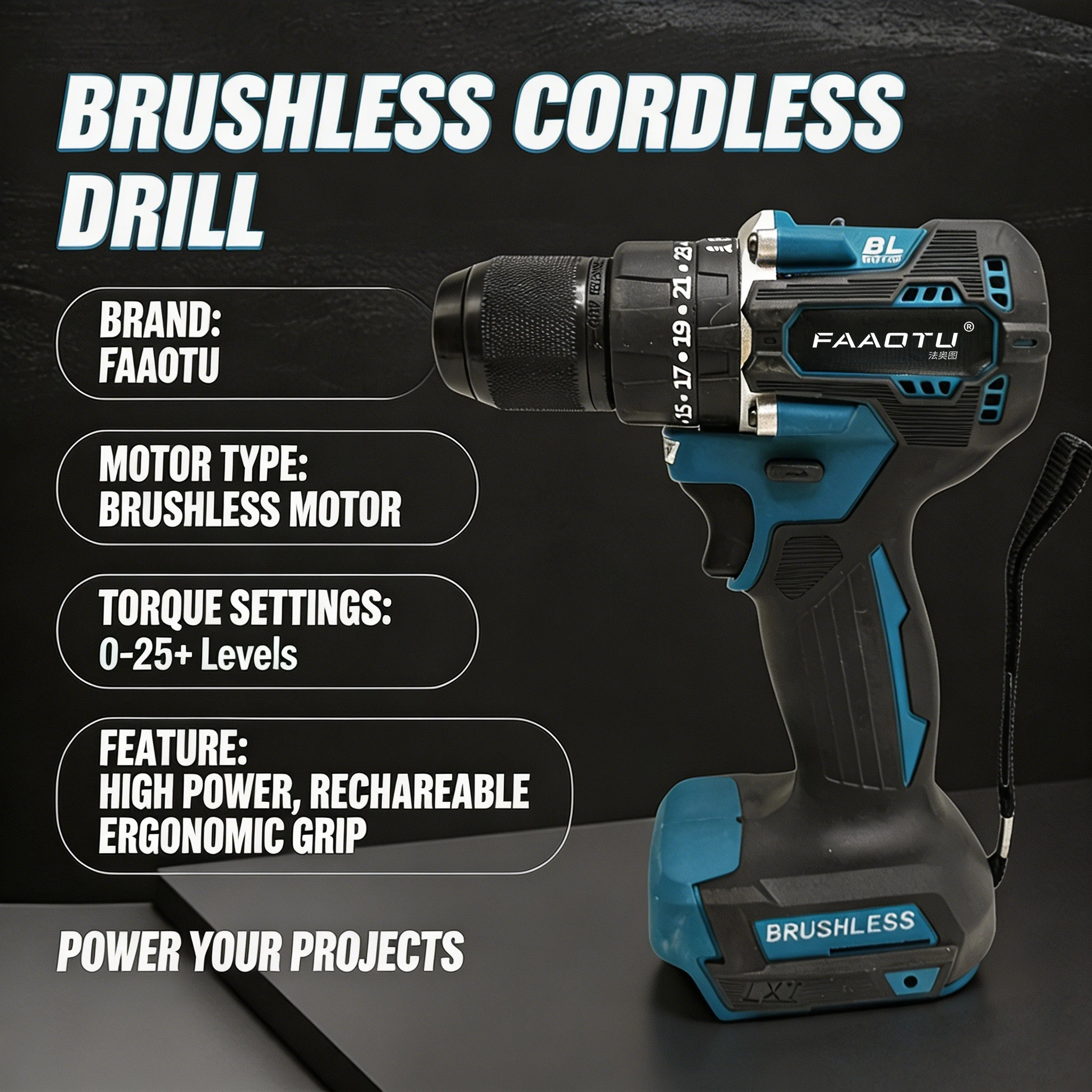 FAAOTU  Electric Drill 487-10mm - MT Level Quality, Multi-Functional for Wood/Metal/Concrete Compatible with MT batteries