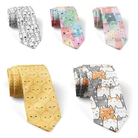 Corbata con estampado de animales de dibujos animados en 3D, corbata informal ajustada de 8CM para negocios, nueva camisa festiva de poliéster para citas y fiestas con corbata