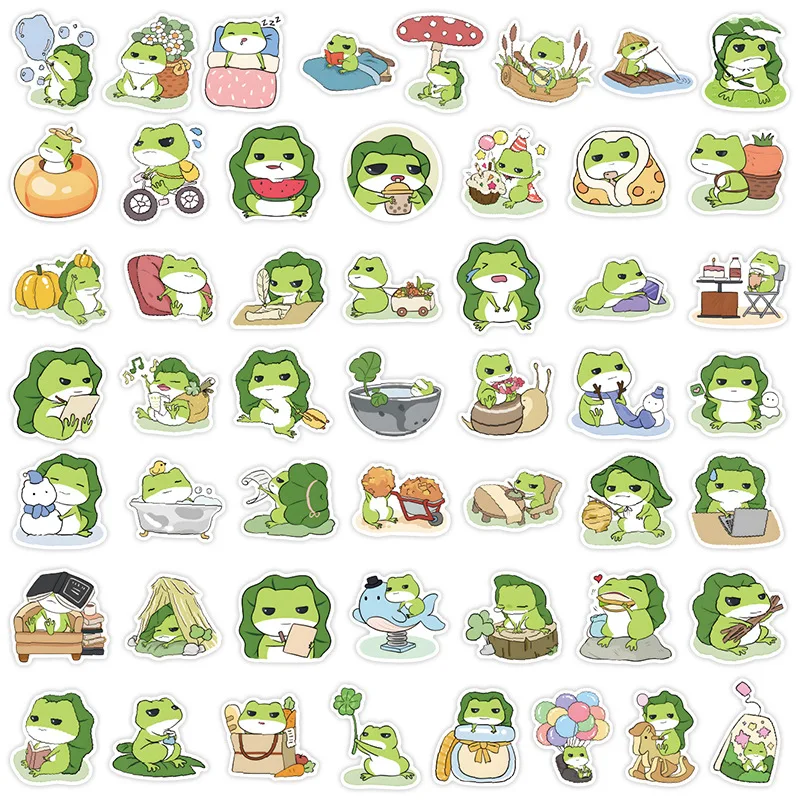 Waterproof Cartoon Adesivos para crianças, Cute Travel Frog, Graffiti, Skate, Telefone, Bagagem, Notebook, Copa, decalques, Brinquedos, 10 Pcs, 30 Pcs, 50Pcs