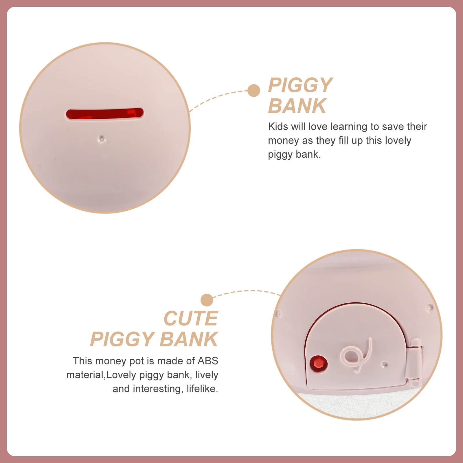 

Piggy Bank ABS Cute Lifelike Pig Shape Kids Money Saving Jar Decorative Coin Bank for Birthday Christmas New Year Gift