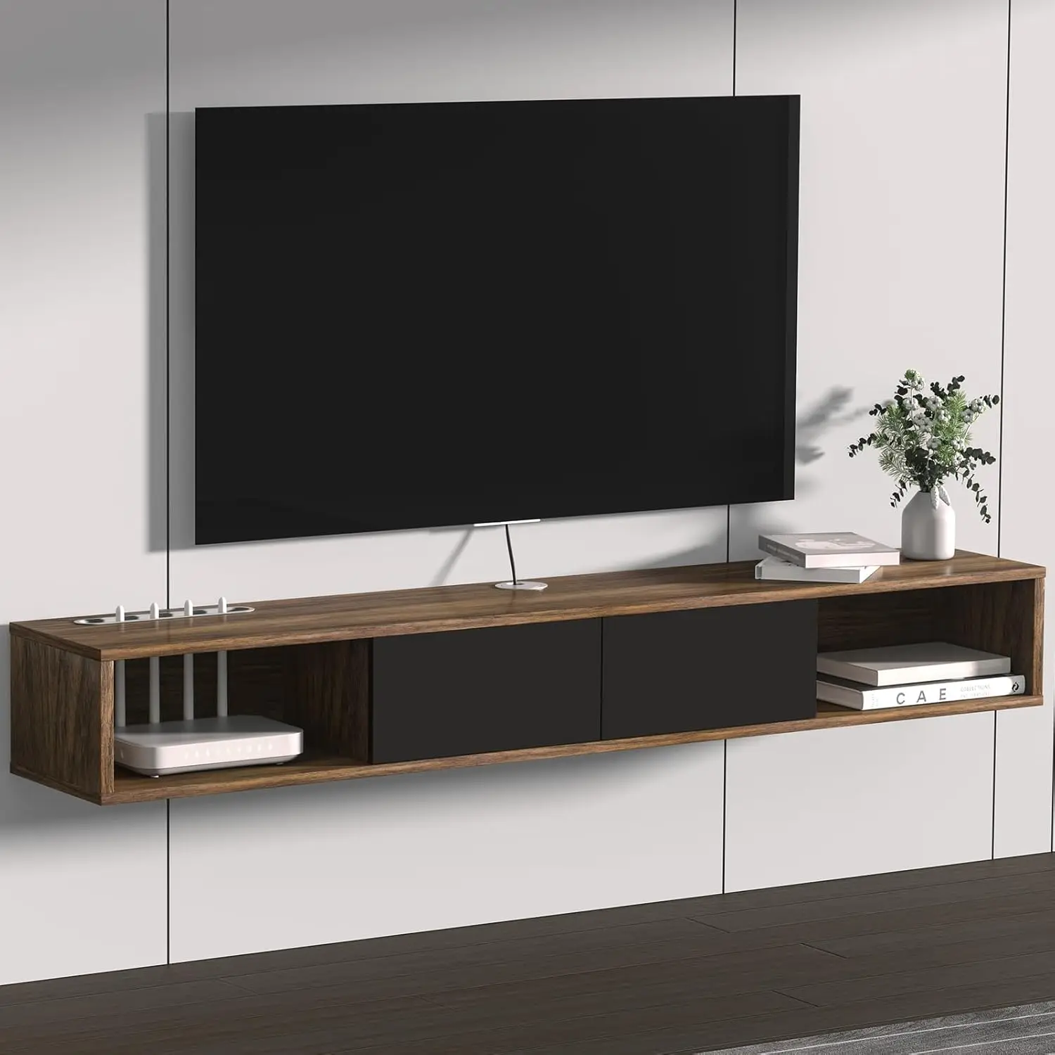 

Floating TV Stand, Wall-Mounted Entertainment Console Center with Storage, 47.24'' Floating TV Shelf, Space-Saving TV Cabinet