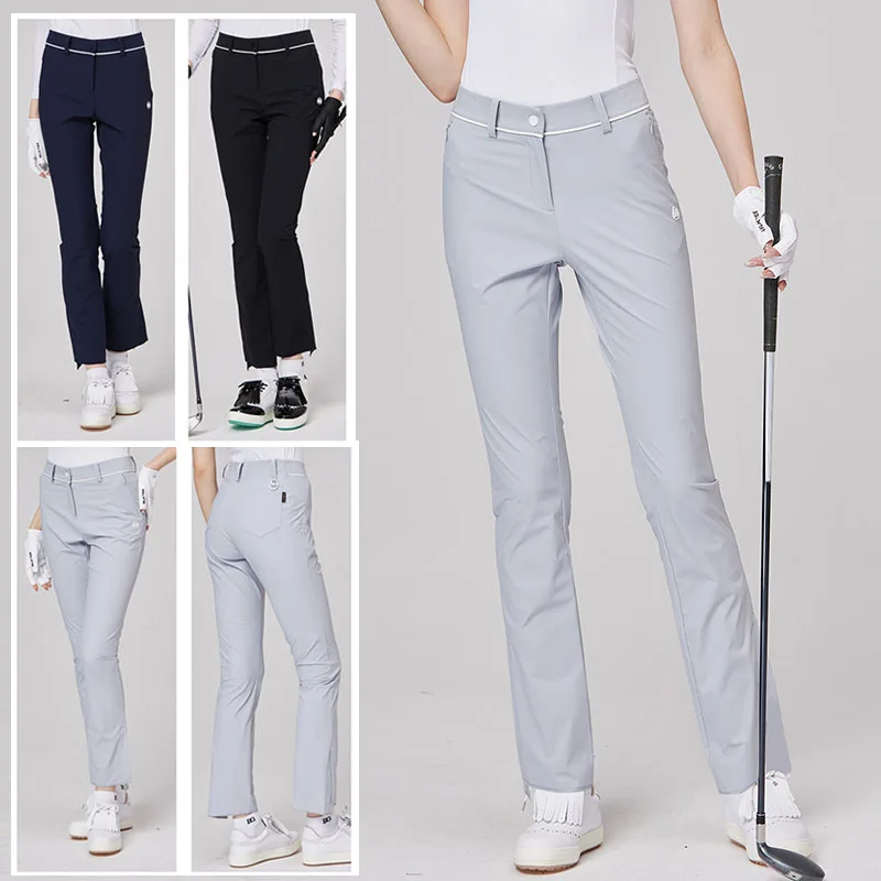 

Женские быстросохнущие брюки для гольфа Blktee: дышащие, однотонные, с разрезами, с высокой талией, эластичные, облегающие