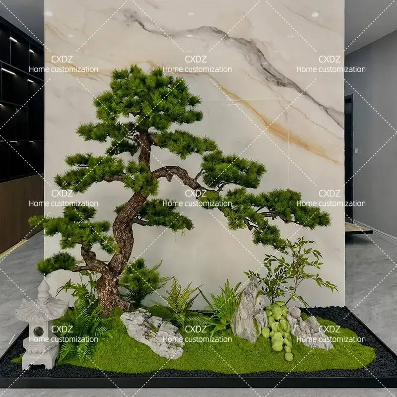 New Chinese welcome pine simulated tree fake pine indoor hotel stairs large decorative landscaping green plants Luo Hansong