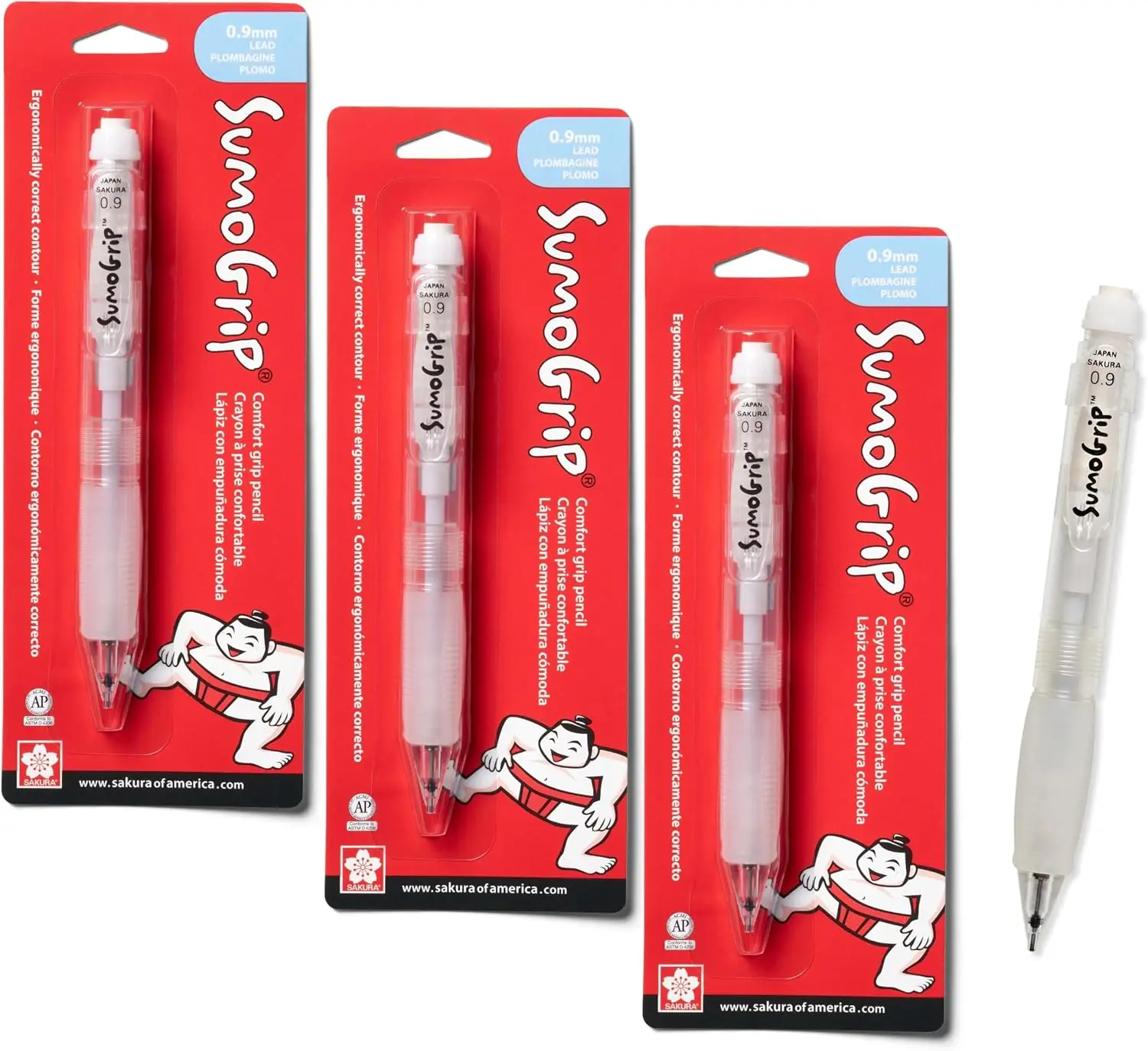 

Эргономичный механический карандаш с треугольным захватом, 0,9 мм, с долговечным ластиком, прозрачный дизайн, набор из 3 штук для комфортного письма