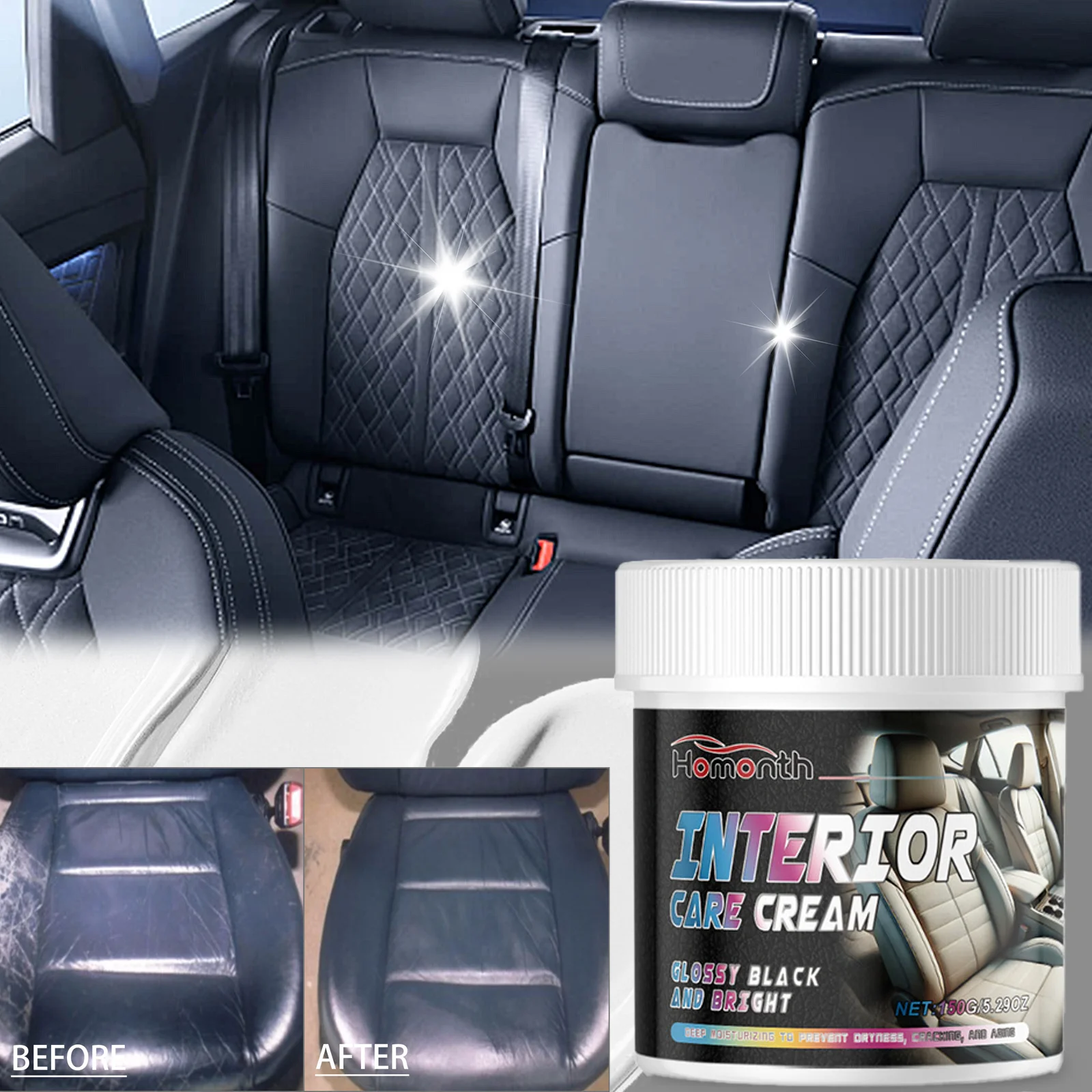 Professional Leather Conditioner and Restorer Deep Nourishing Prevents Cracking Odor Neutralize Protective Film Car Seat Care