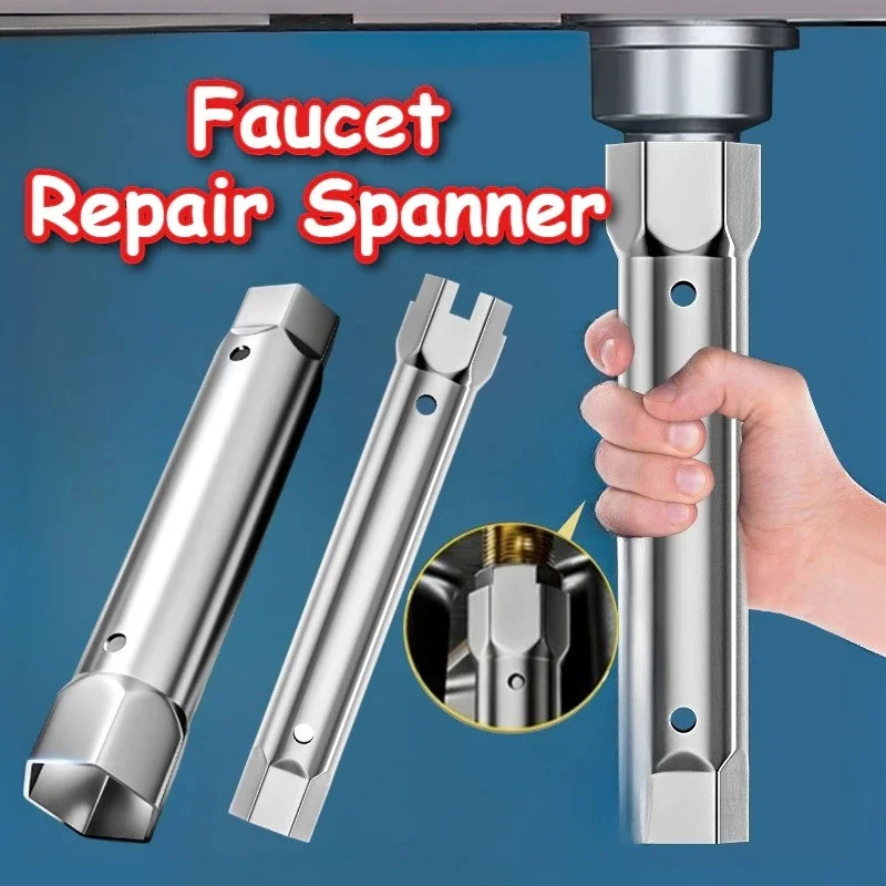 Sink Faucet Socket Wrench Repair Tool Pipe Spanner 23-27mm/34-40mm Double-Ended for Kitchen Sink Faucet Drain Pipe Installation