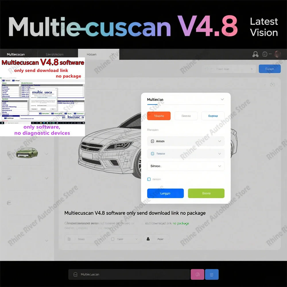 

Latest Multiecuscan V4.8 Scanner Software for Various vehicle models with ELM327 Flat Adapter Unlimited Activation Registered