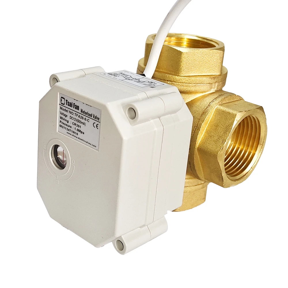 1'' (DN25) AC110V to 240V Power Fail Return Electric Actuated Valve Metal Gears, 3 Way Motorised Ball Valve Flow Direction