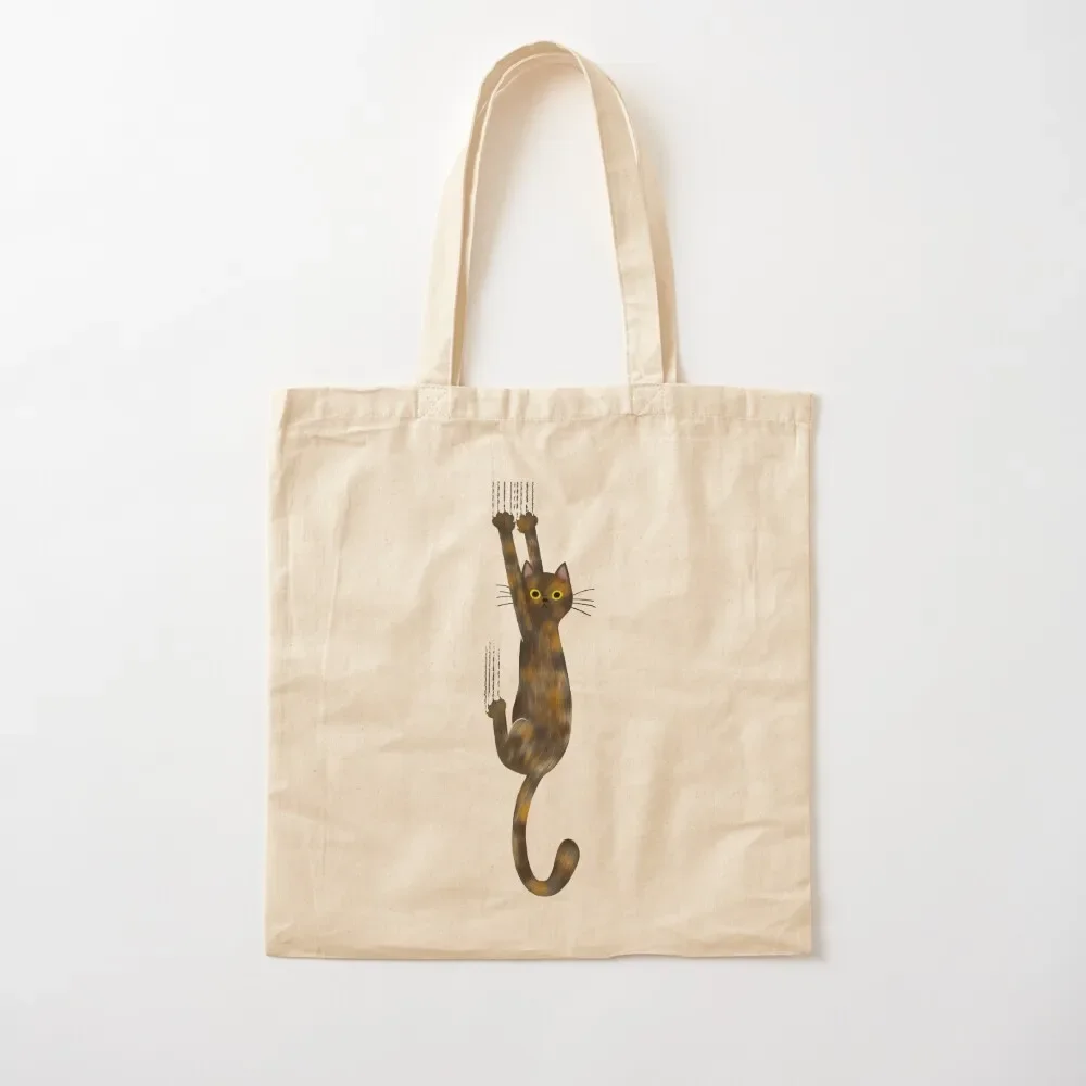 

Tortoise Shell Cat Hanging On Tortie Cat with Yellow Eyes Tote Bag Woman shopper bag eco pack Cloth bags Tote Bag