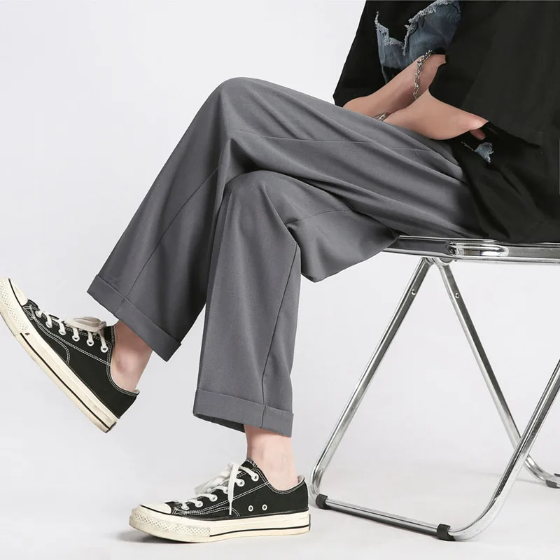 2023 New Youth Men's Suit Pants Korean Version Classic Neutral Straight Loose Wide-leg Casual Pants Black Gray Khaki