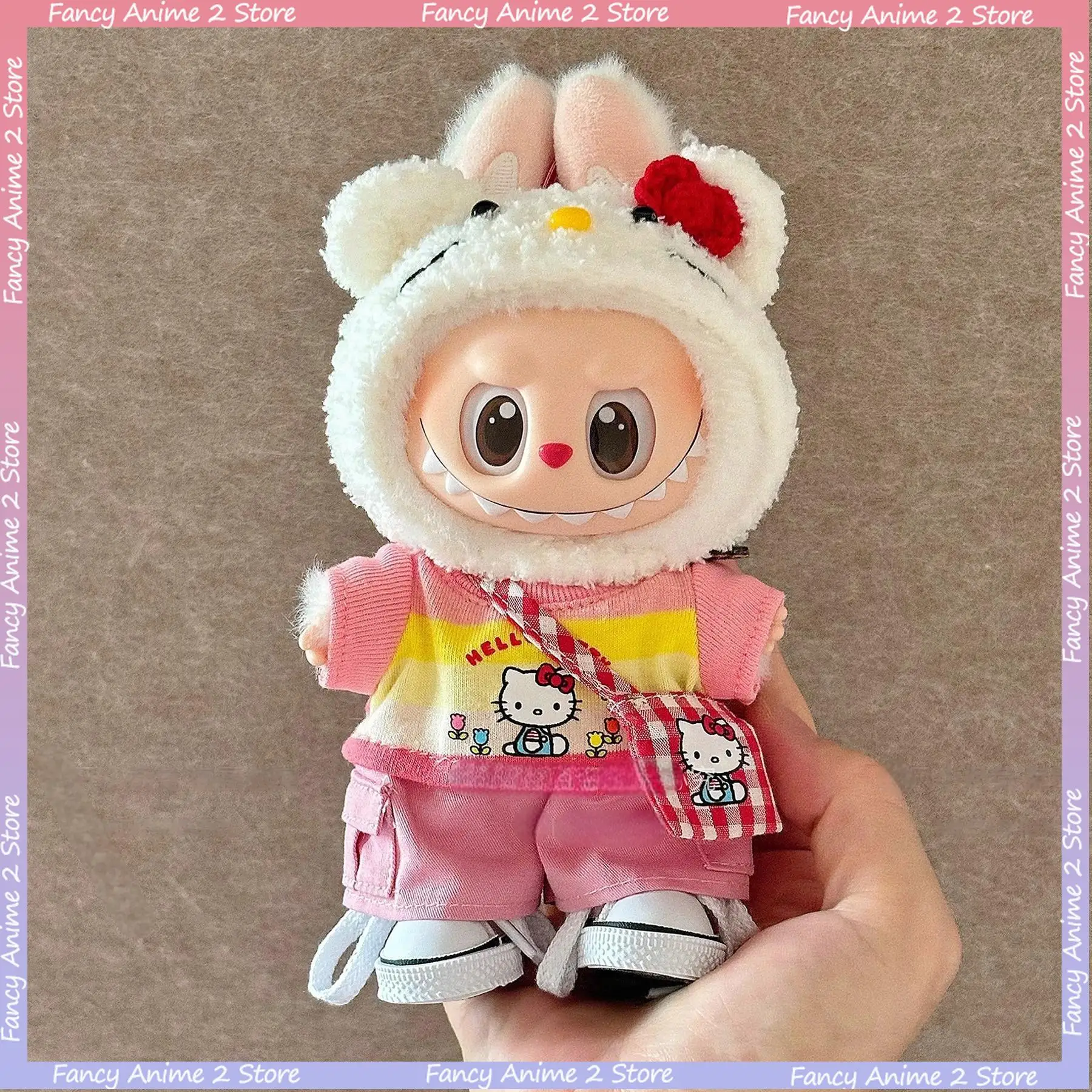 

Одежда для куклы Labubu 17 см, модная милая одежда ручной вязки «Hello Kitty», мини-плюшевая одежда, модные аксессуары для кукол