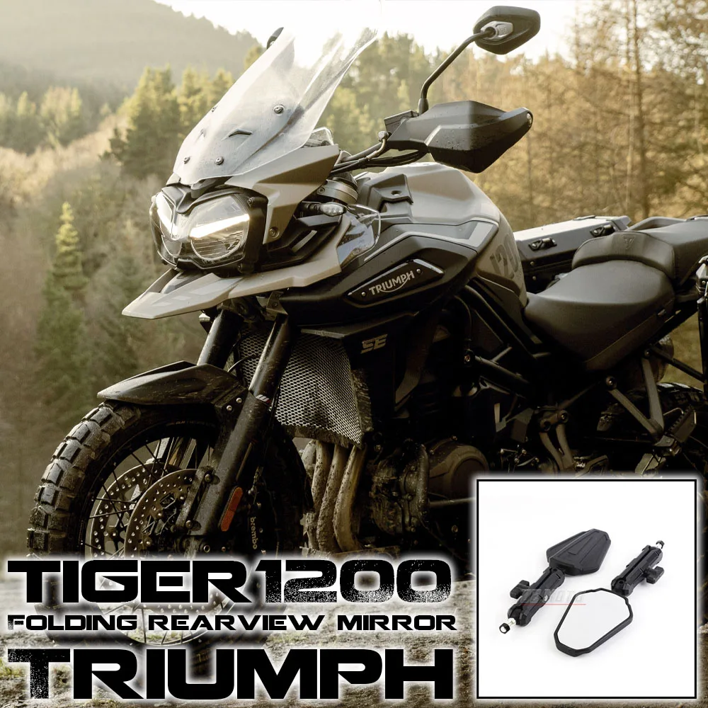 

For Triumph Tiger 800 1200 High Quality Universal Motorcycle Foldable Rear View Mirror ADVENTURE MIRROR KIT Foldable Mirrors