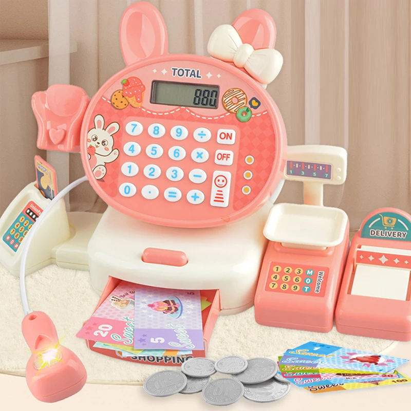 Kids Shopping Cash Register Toys Mini market Receiver Set Calculation Checkout Counter Toy Bithtday Christmas Gifts