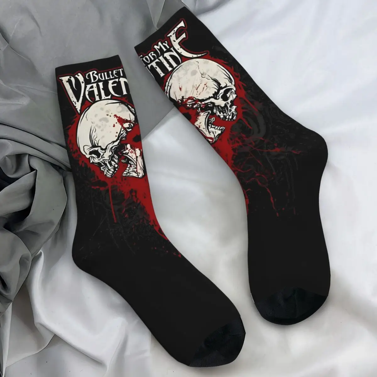 Music Vintage Bullet For My Valentine Two Skull Gift Music Fans Socks Gothic Stockings Adults Men Socks Autumn Anti Slip Socks