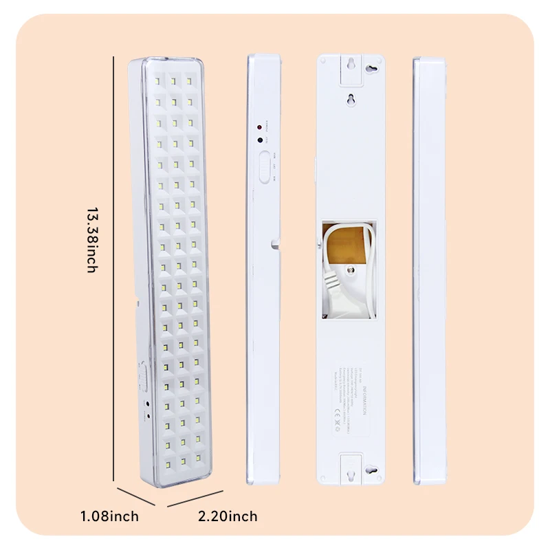 60LEDs Wall-mounted Emergency Light 2 Modes Dimmable Outdoor Portable Camping Light Multifunctional Lamp for Power Failure