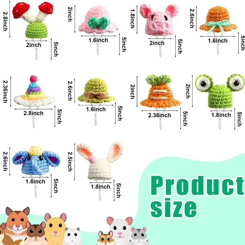 Cute Handmade Knitted Hat Hamster Decoration Chipmunk Guinea Pig Hamster Accessories Hamster Toy Halloween Christmas Pet Decor