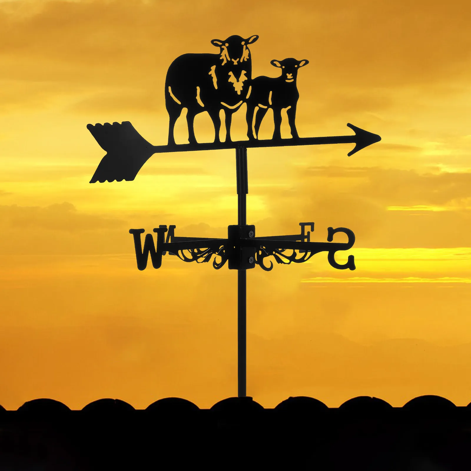 Sheep Weathervane Made of Premium Iron Wind Direction Indicator Garden Yard Patio Roof Lawn Shed Decor Outdoor Metal Weather