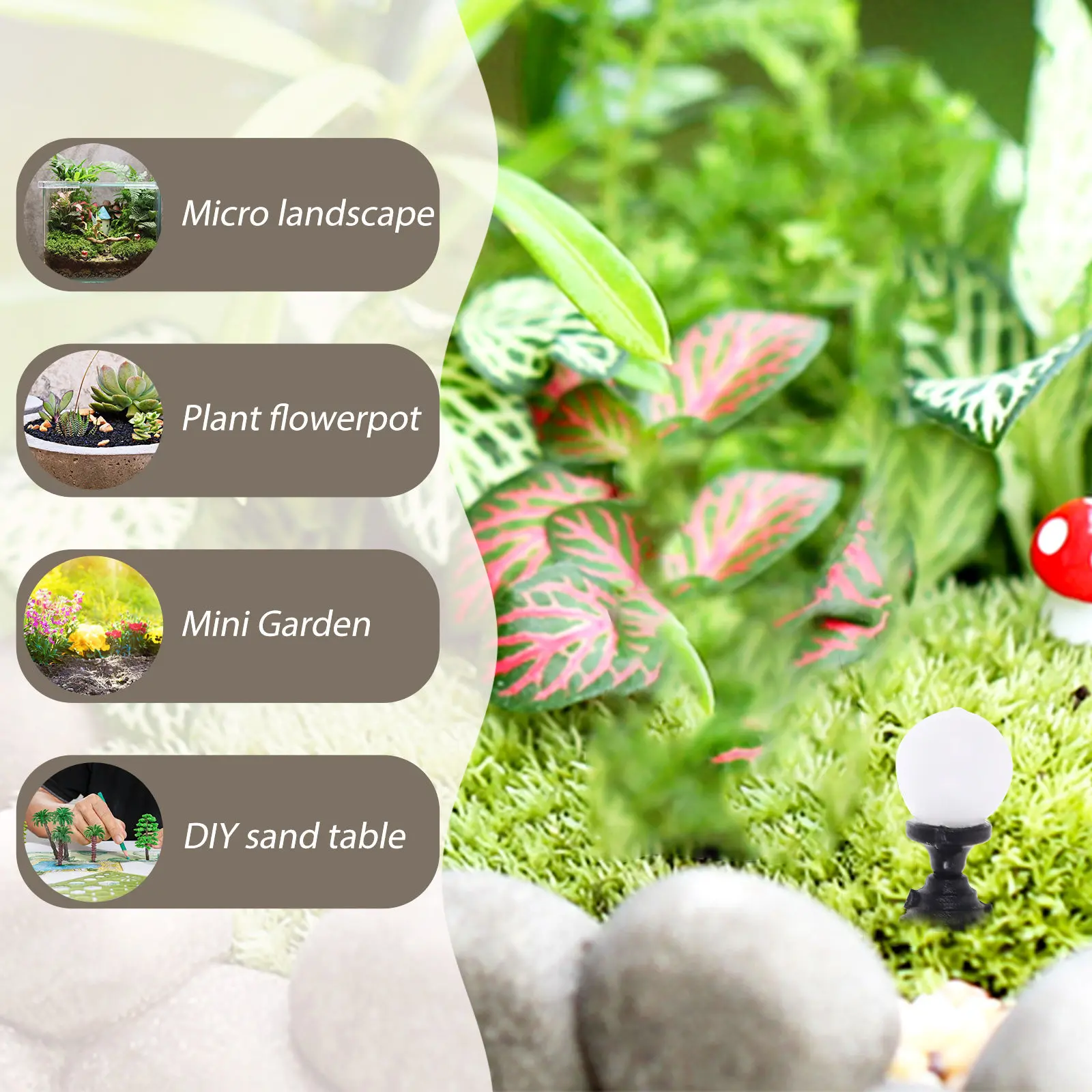 

10Pcs Mini Pillar Lamp ABS Miniature Lawn Light for Sand Table Decor DIY Micro Landscape Lighting Warm Desktop Floor Display