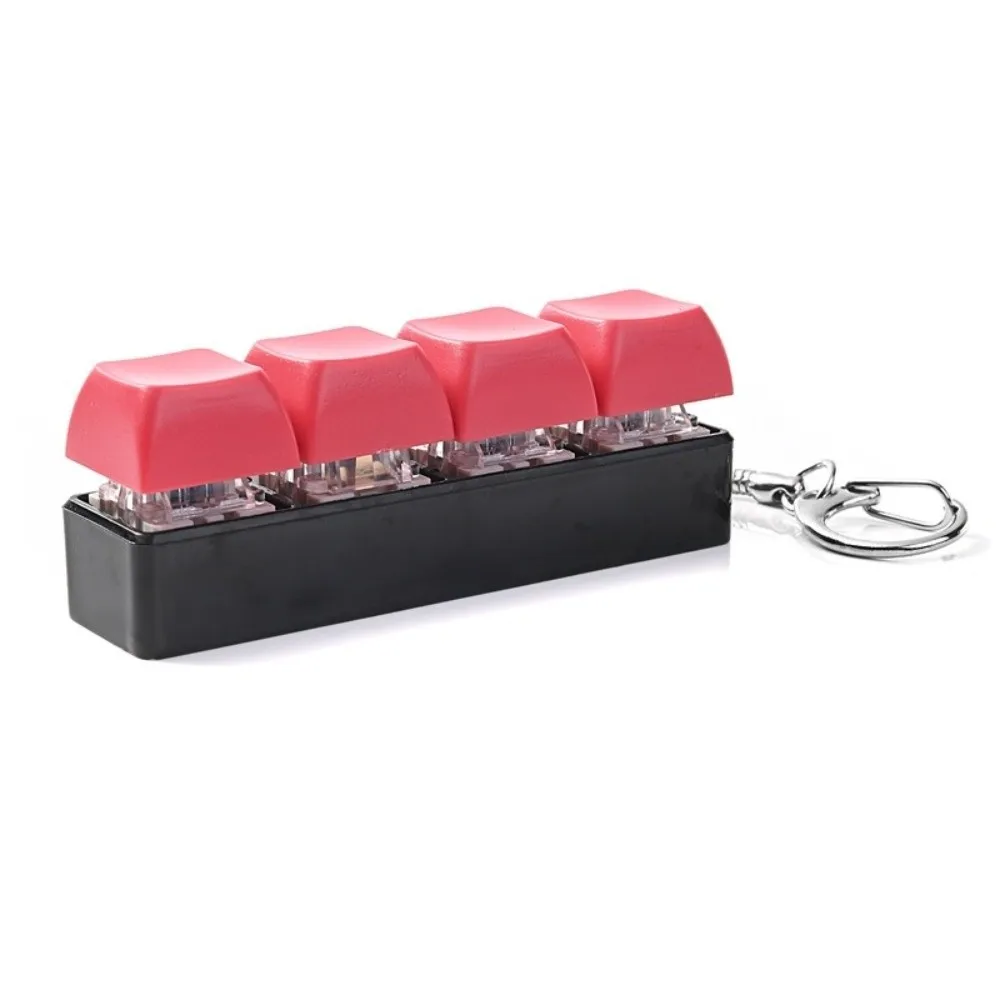 4 Keys Keycap Fidget Keychain Key Cap Clicker Fingertip Pressure Keyboard Keycap Click Pass Time Keyboard Cube Keychain Office